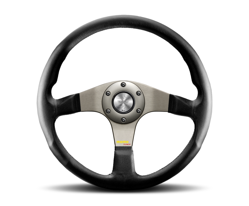 Momo Tuner Steering Wheel 350 mm - Black Leather/Red Stitch/Black Spokes Steering Wheels MOMO   