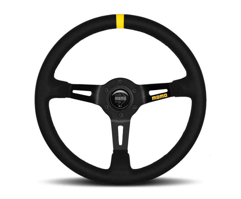 Momo MOD08 Steering Wheel 350 mm -  Black Suede/Black Spokes/1 Stripe Steering Wheels MOMO   