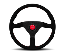 Load image into Gallery viewer, Momo Montecarlo Alcantara Steering Wheel 350 mm - Black/Red Stitch/Black Spokes Steering Wheels MOMO   
