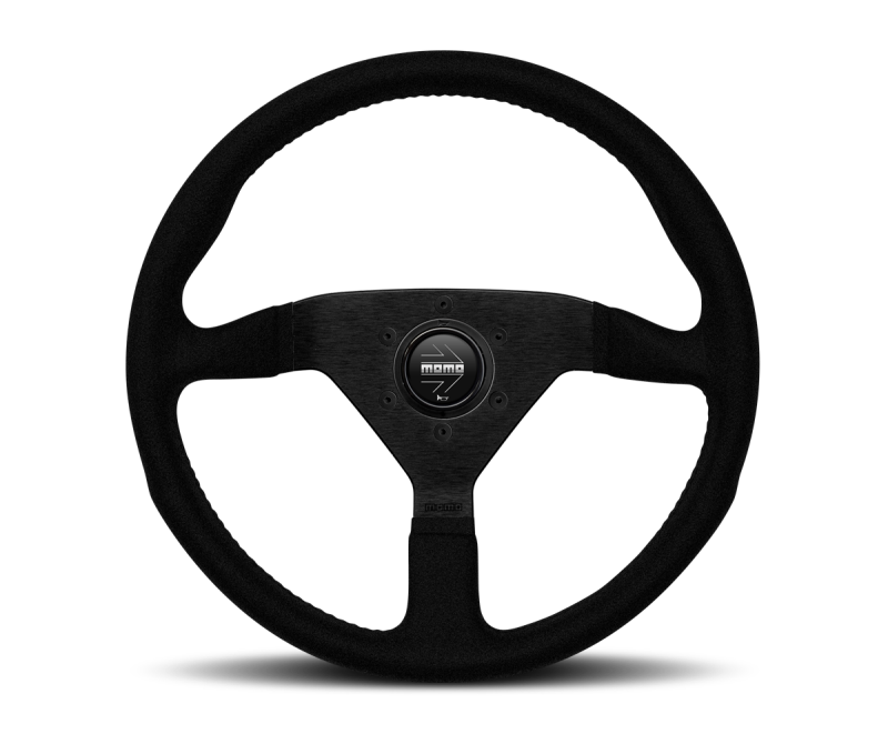 Momo Montecarlo Alcantara Steering Wheel 350 mm - Black/Black Stitch/Black Spokes Steering Wheels MOMO   