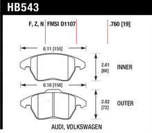 Load image into Gallery viewer, Hawk Audi A3/TT / VW EOS / Golf / Jetta / Passat / Rabbit DTC-60 Front Race Brake Pads Brake Pads - Racing Hawk Performance   