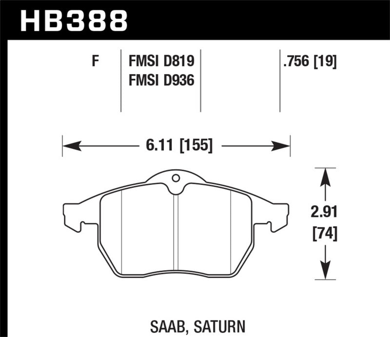Hawk 99-02 Saab 9-3/99-04 Saab 9-5 D819 HPS Street Front Brake Pads Brake Pads - Performance Hawk Performance   