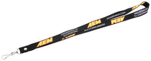 Load image into Gallery viewer, AEM Black Lanyard 3/4in x 36in w/ Swivel Clip - Red / Yellow AEM Logo Apparel AEM Induction   