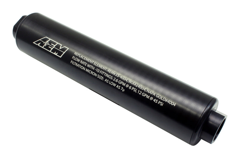 AEM Universal High Flow -10 AN Inline Black Fuel Filter Fuel Filters AEM   