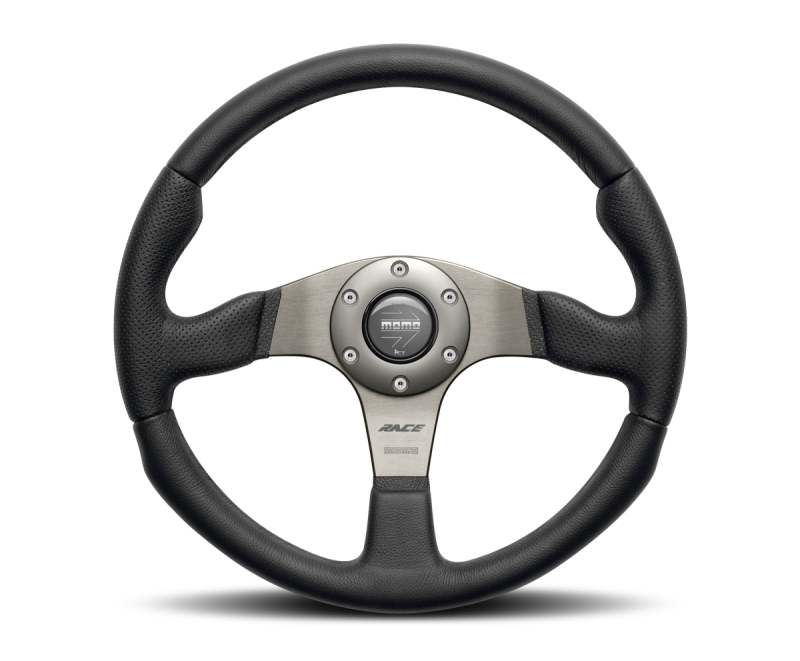 Momo Race Steering Wheel 320 mm - Black Leather/Anth Spokes Steering Wheels MOMO   