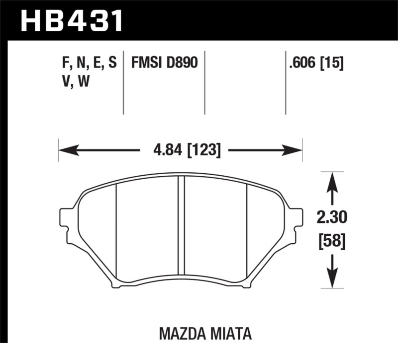 Hawk 04-05 Mazda Miata DTC-60 Motorsports Front Brake Pads Brake Pads - Racing Hawk Performance   