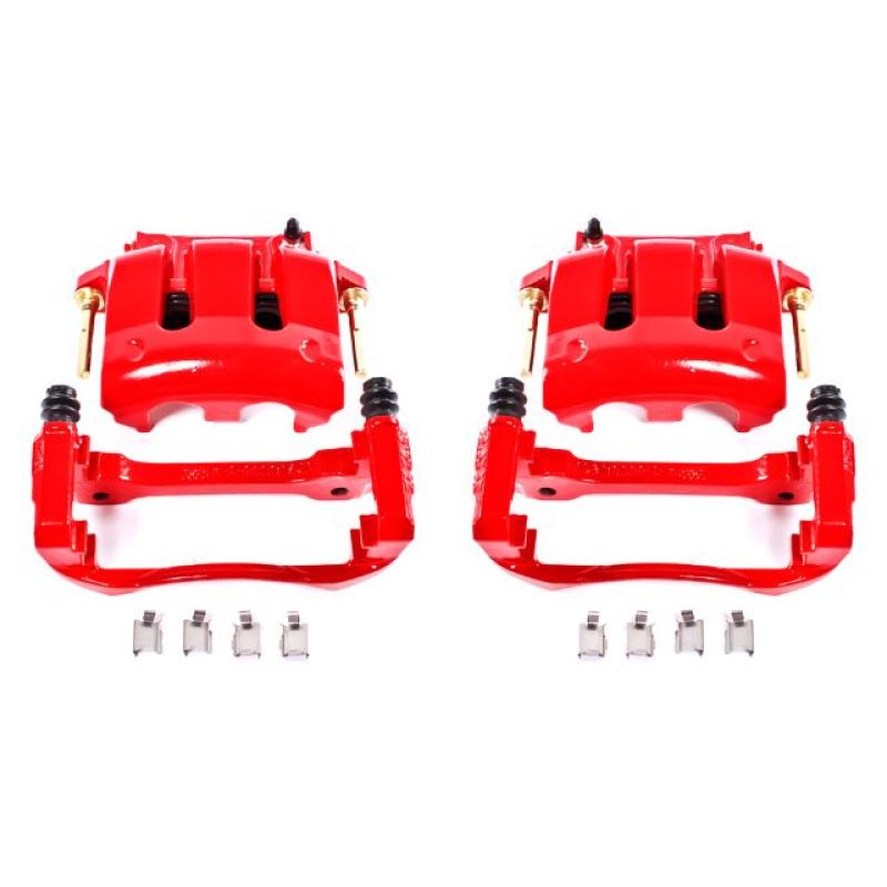 Power Stop 05-14 Ford Mustang Front Red Calipers w/Brackets - Pair Brake Calipers - Perf PowerStop   