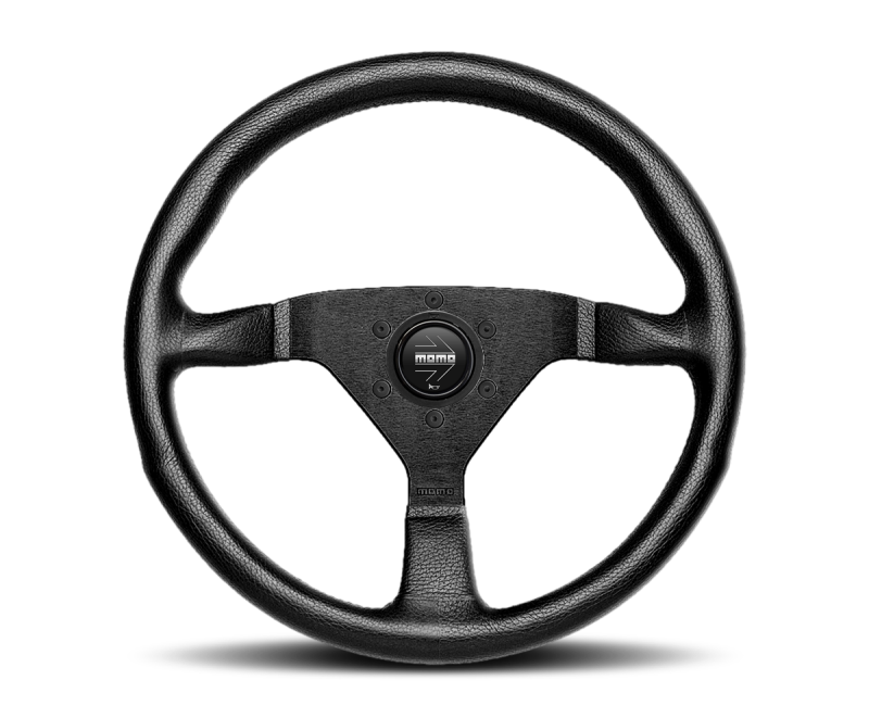 Momo Montecarlo Steering Wheel 350 mm - Black Leather/Black Stitch/Black Spokes Steering Wheels MOMO   