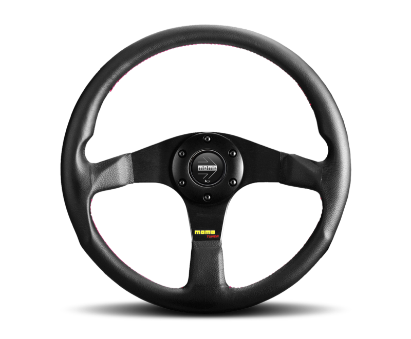 Momo Tuner Steering Wheel 320 mm - Black Leather/Red Stitch/Black Spokes Steering Wheels MOMO   