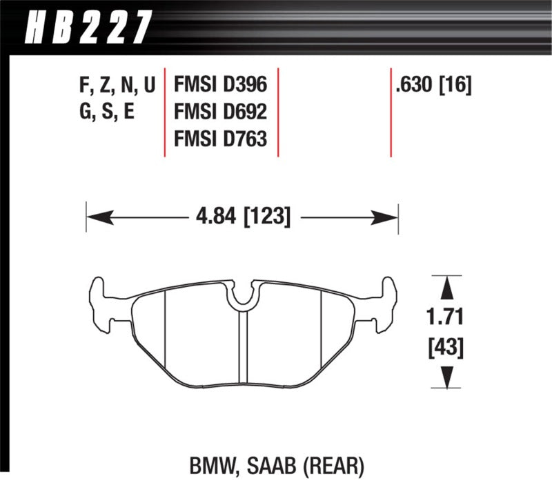 Hawk 95-99 BMW M3 E36 HP+ Street Rear Brake Pads Brake Pads - Performance Hawk Performance   