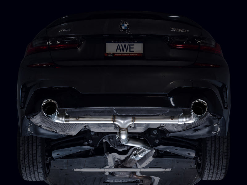 AWE 19-23 BMW 330i / 21-23 BMW 430i Base G2X Track Edition Axle Back Exhaust - Chrome Silver Axle Back AWE Tuning   