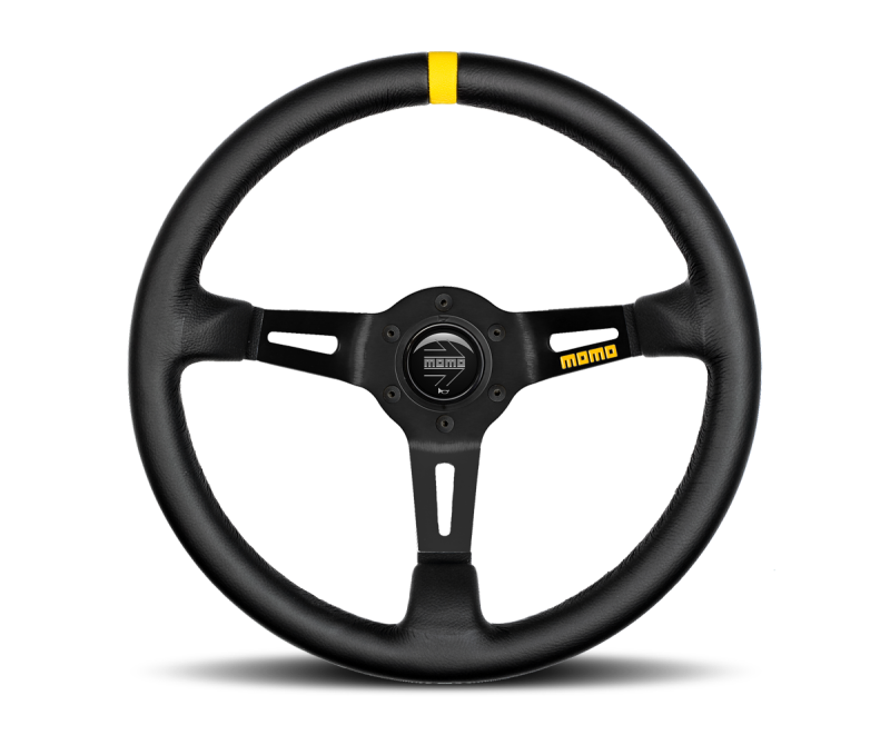 Momo MOD08 Steering Wheel 350 mm -  Black Leather/Black Spokes/1 Stripe Steering Wheels MOMO   