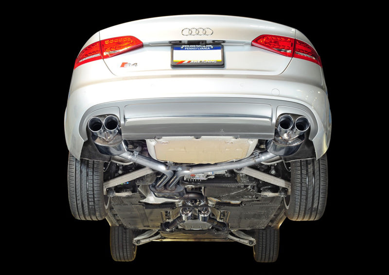 AWE Tuning Audi B8 / B8.5 S4 3.0T Touring Edition Exhaust - Chrome Silver Tips (90mm) Catback AWE Tuning   