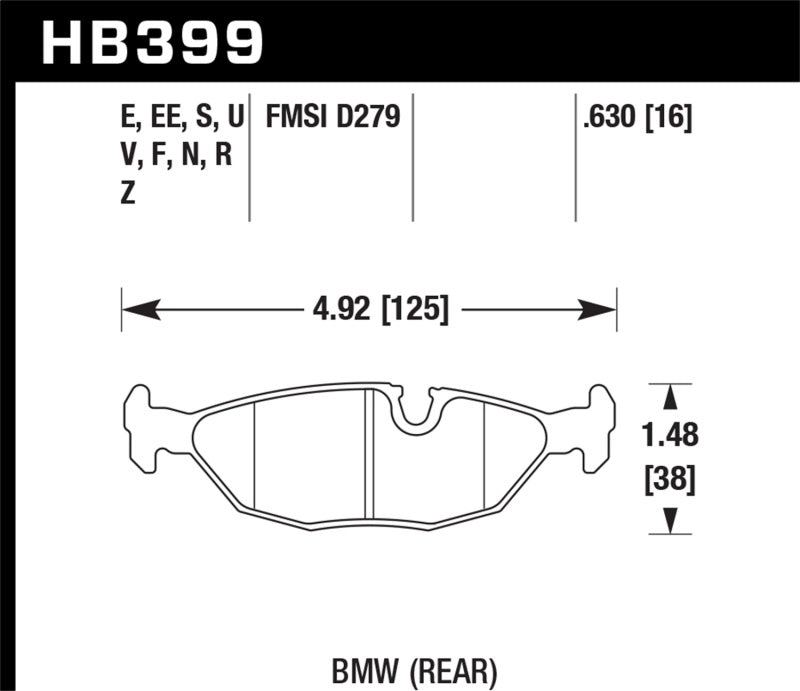 Hawk 84-4/91 BMW 325 (E30)Blue 9012 Rear Race Pads (NOT FOR STREET USE) Brake Pads - Racing Hawk Performance   