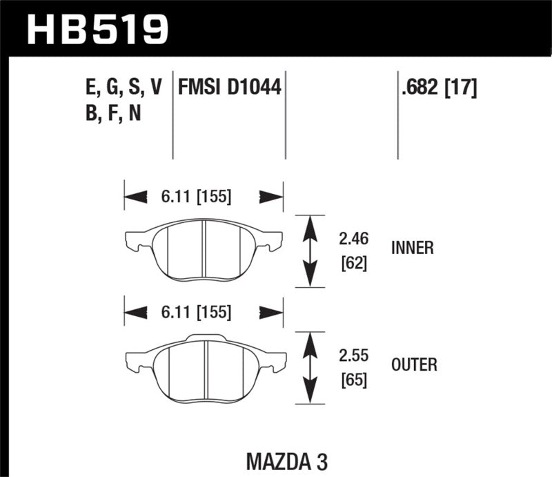 Hawk 2013-2014 Ford Escape (FWD Only) HPS 5.0 Front Brake Pads Brake Pads - Performance Hawk Performance   