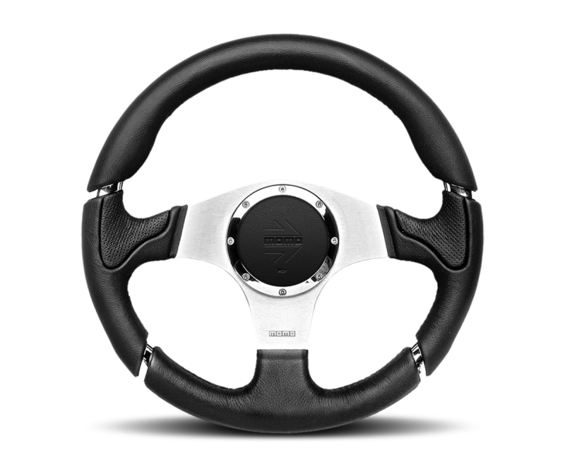 Momo Millenium Steering Wheel 350 mm - Black Leather/Black Stitch/Brshd Spokes Steering Wheels MOMO   