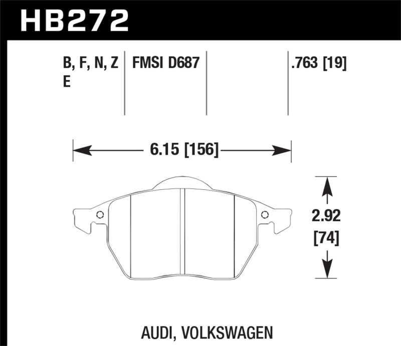 Hawk 00-06 Audi TT/00-06 TT Quattro 1.8L / 99-04 VW Golf GTI 2.8L Blue 9012 Race Front Brake Pads Brake Pads - Racing Hawk Performance   