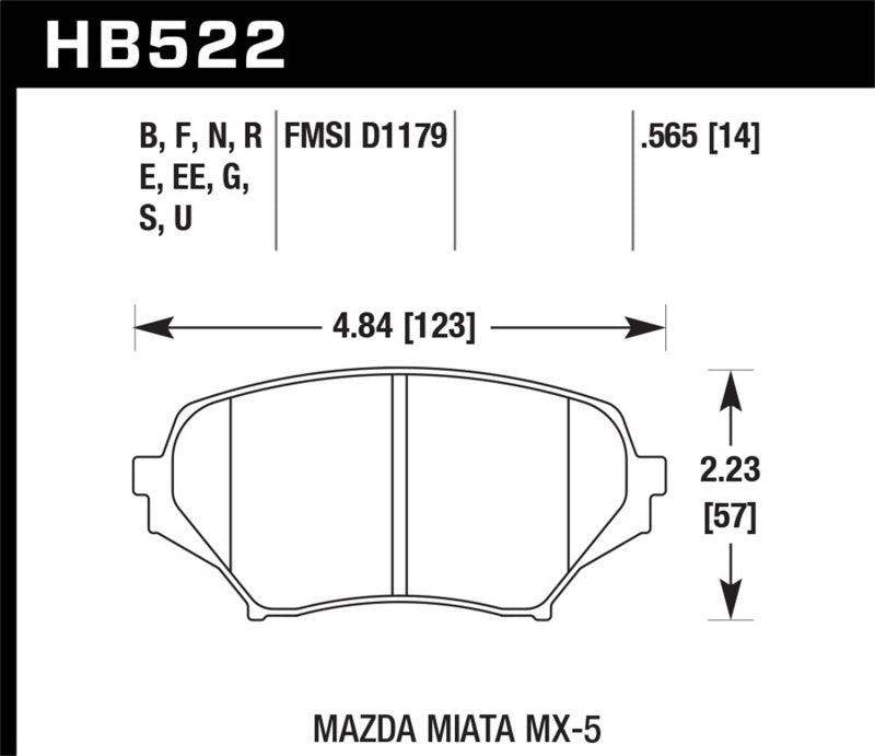 Hawk 06-10 Mazda Miata Mx-5 Front HPS Sreet Brake Pads Brake Pads - Performance Hawk Performance   