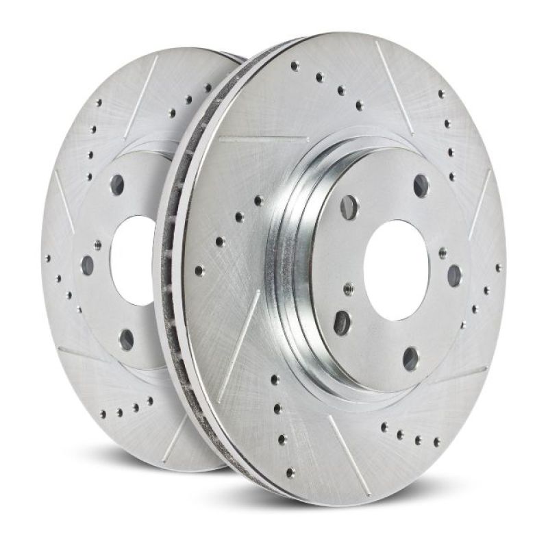 Power Stop 87-93 Ford Mustang Front Left Drilled & Slotted Rotor Brake Rotors - Slot & Drilled PowerStop   
