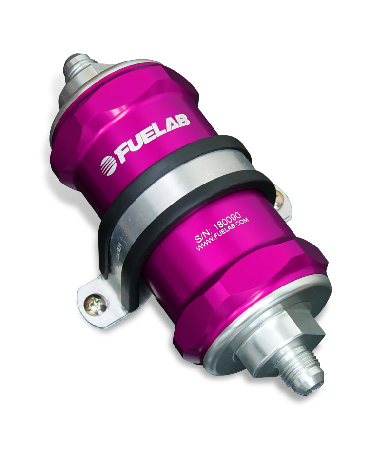 Fuelab 818 In-Line Fuel Filter Standard -6AN In/Out 10 Micron Fabric - Purple Fuel Filters Fuelab   