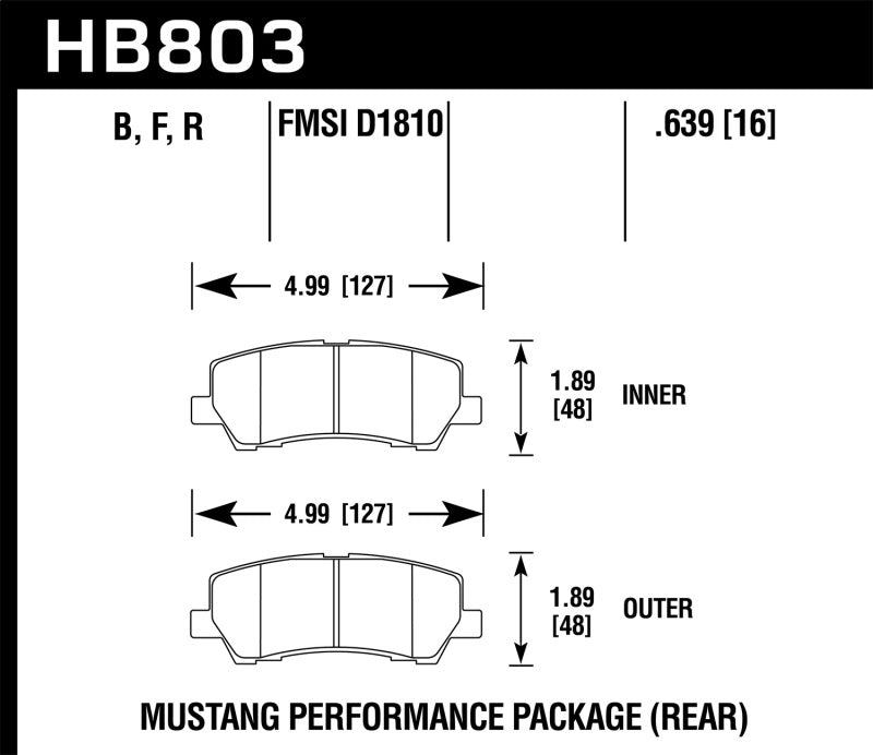 Hawk 15-20 Ford Mustang GT 5.0L / 16-17 Mustang Brembo Package DTC-30 Race Rear Brake Pads Brake Pads - Racing Hawk Performance   