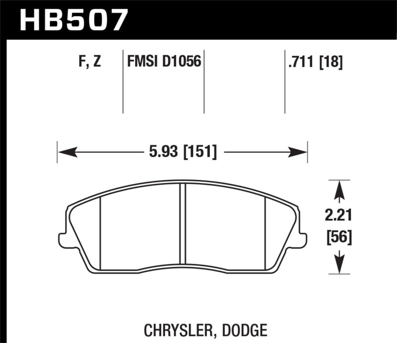 Hawk 09-10 Dodge Challenger SE/06-10 Charger SE/05-10 Chrysler 300 HPS Street Front Brake Pads Brake Pads - Performance Hawk Performance   