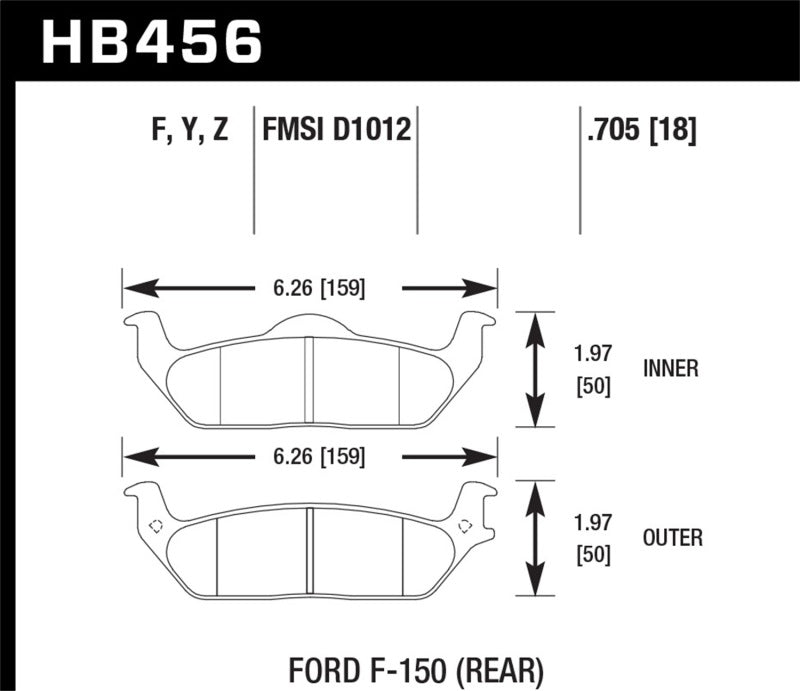 Hawk 04-11 Ford F-150 /  06-08 Lincoln Mark LT Performance Ceramic Rear Street Brake Pads Brake Pads - Performance Hawk Performance   