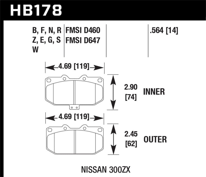 Hawk 2/1989-1996 Nissan 300ZX Base (Excl. Turbo) HPS 5.0 Front Brake Pads Brake Pads - Performance Hawk Performance   