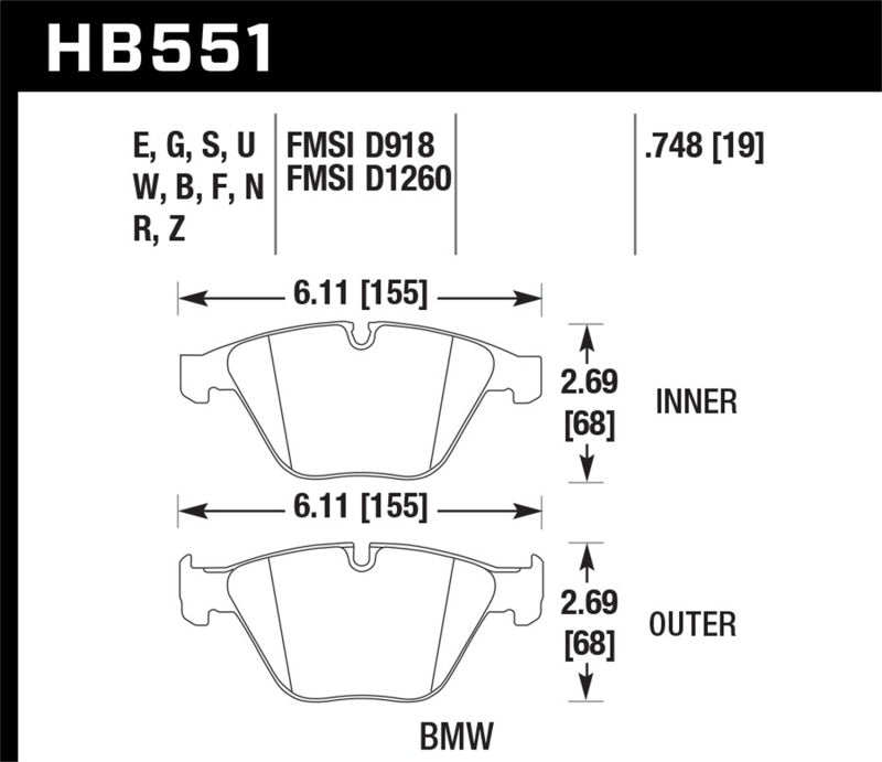Hawk 07-09 BMW 335d/335i/335xi / 08-09 328i/M3 DTC-70 Race Front Brake Pads Brake Pads - Racing Hawk Performance   