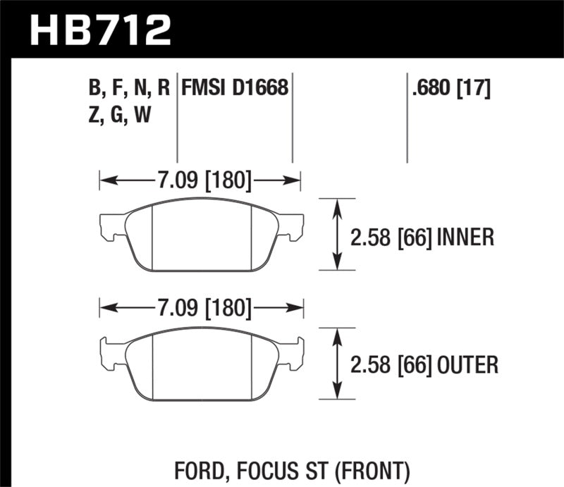 Hawk 13 Ford Focus HP+ Front Street Brake Pads Brake Pads - Performance Hawk Performance   