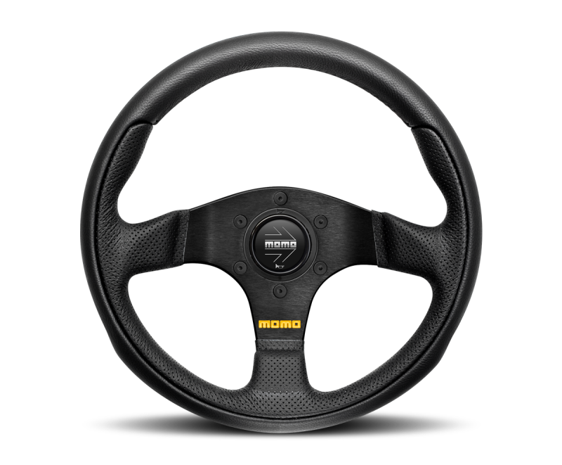 Momo Team Steering Wheel 300 mm - 4 Black Leather/Black Spokes Steering Wheels MOMO   