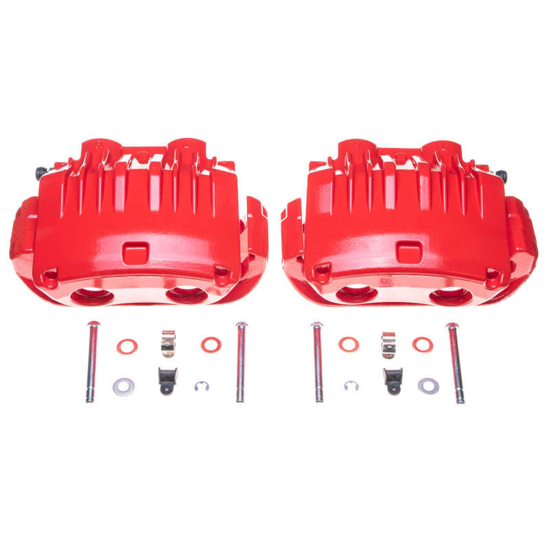 Power Stop 94-98 Ford Mustang Front Red Calipers w/Brackets - Pair Brake Calipers - Perf PowerStop   