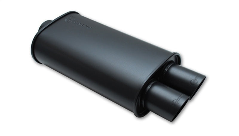 Vibrant StreetPower FLAT BLACK Oval Muffler with Dual 3in Outlet - 4in inlet I.D. Muffler Vibrant   