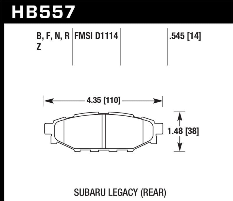 Hawk 2013-2014 Subaru BRZ Ltd (277mm Fr Disc/Solid Rr Disc) High Perf. Street 5.0 Rear Brake Pads Brake Pads - Performance Hawk Performance   