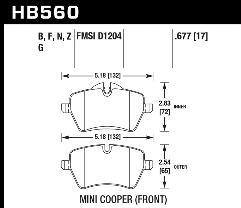 Hawk 05-06 JCW R53 Cooper S & 07+ R56 Cooper S HP+ Street Front Brake Pads Brake Pads - Performance Hawk Performance   