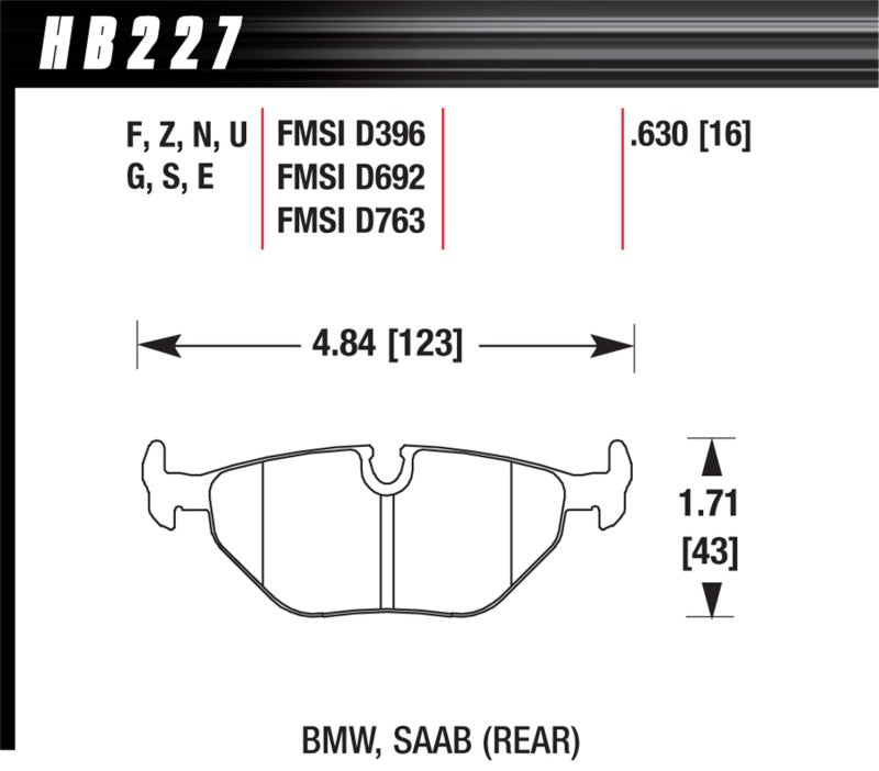 Hawk 1992-1998 BMW 318i HPS 5.0 Rear Brake Pads Brake Pads - Performance Hawk Performance   