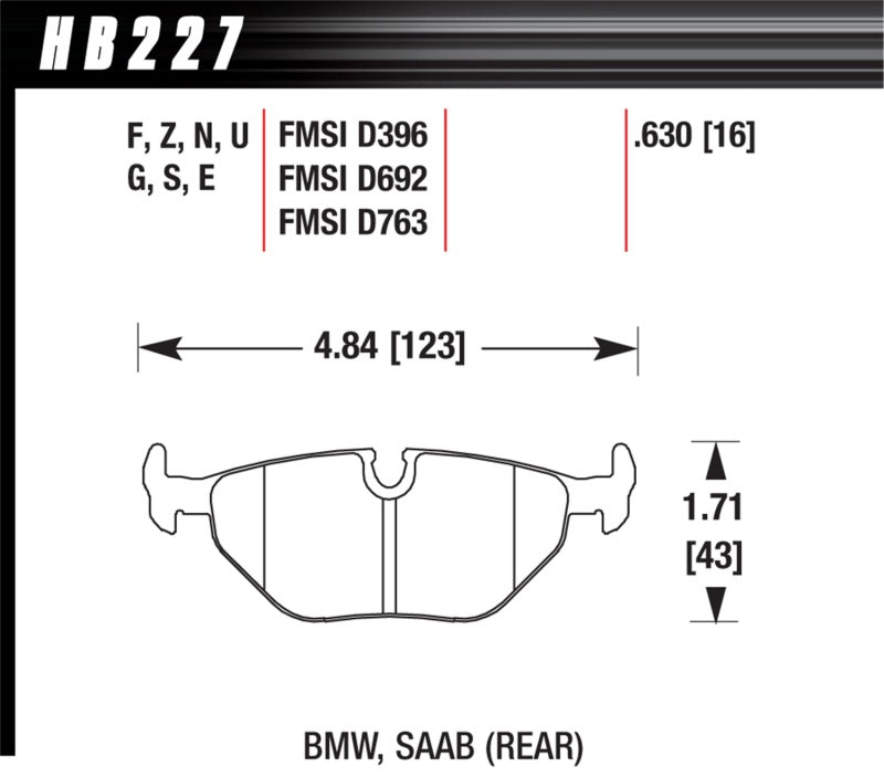 Hawk 95-99 BMW M3 E36 Performance Ceramic Street Rear Brake Pads Brake Pads - Performance Hawk Performance   