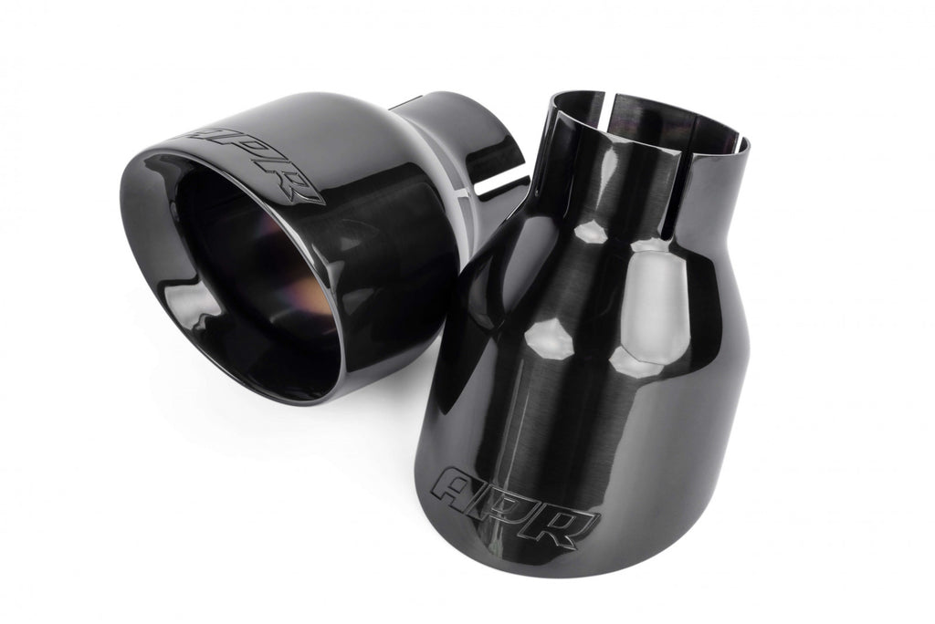 APR Double-Walled 4" Slash-Cut Tips (Polished Diamond Black) - Set of 2 Exhaust Tips APR   